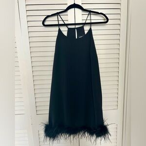 Sugarlips Black Mini Dress with Feather Trim